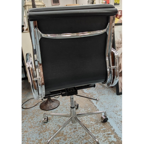 185 - DESK CHAIR, Eames pad style, 60cm W.