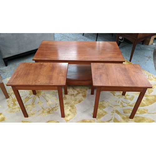 103 - LOW TABLES, 99cm x 49cm x 46cm, vintage mid 20th century including low table and two sides. (3)