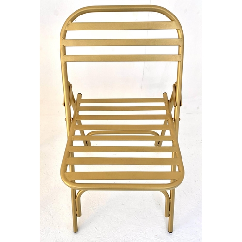 178 - TERRACE CHAIRS, a pair, 76cm x 44cm x 45cm, 1950's French style, gilt metal. (2)