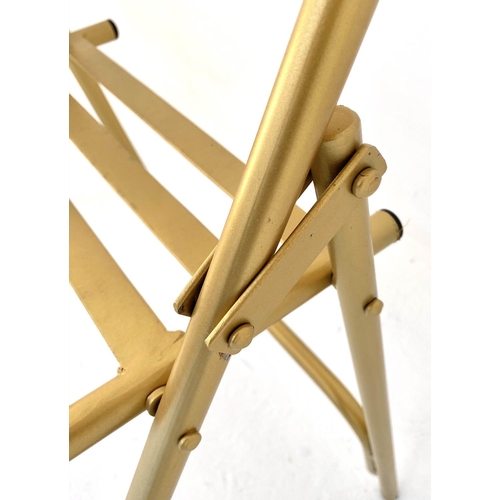 178 - TERRACE CHAIRS, a pair, 76cm x 44cm x 45cm, 1950's French style, gilt metal. (2)