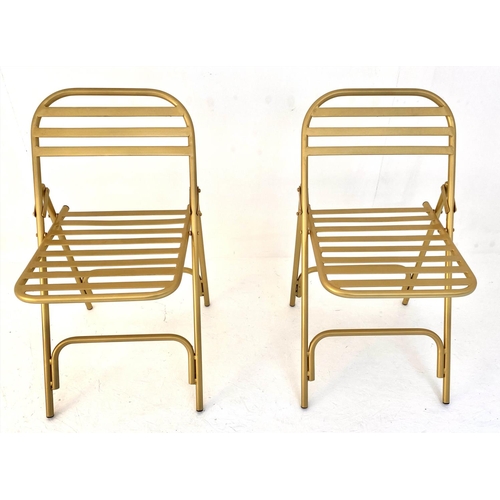 178 - TERRACE CHAIRS, a pair, 76cm x 44cm x 45cm, 1950's French style, gilt metal. (2)