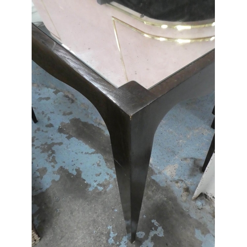 160 - CONSOLE TABLE, 180cm x 55cm x 80cm, antiqued mirror plate top.