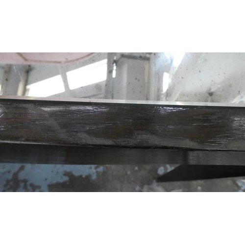 160 - CONSOLE TABLE, 180cm x 55cm x 80cm, antiqued mirror plate top.