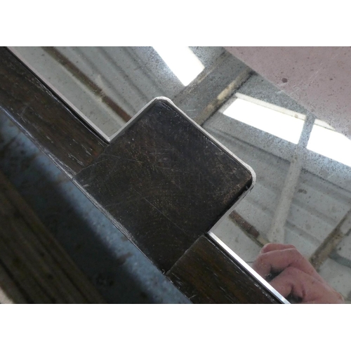 160 - CONSOLE TABLE, 180cm x 55cm x 80cm, antiqued mirror plate top.