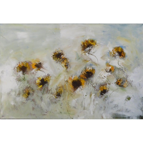 117 - NIGEL KINGSTON 'Sunflowers', oil on canvas, signed, 76cm x 121cm