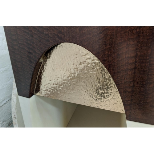 70 - SIDE CABINETS, a pair, 70cm x 45cm x 50cm, contemporary design, velumn and gilt detail, lined drawer... 