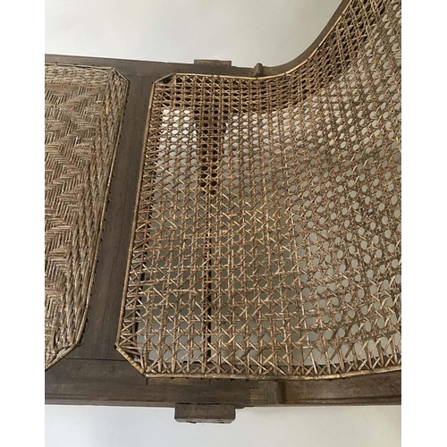 455 - ANGLO INDIAN DAYBED/CHAISE, late 19th/early 20th century, North Indian teak and cane panelled, with ... 