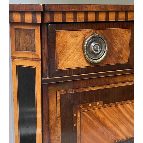 456 - SECRETAIRE A ABATTANT, early 19th century Dutch, satinwood and Chinoiserie panel mounted, with toole... 