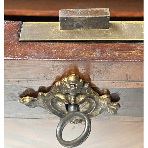 456 - SECRETAIRE A ABATTANT, early 19th century Dutch, satinwood and Chinoiserie panel mounted, with toole... 