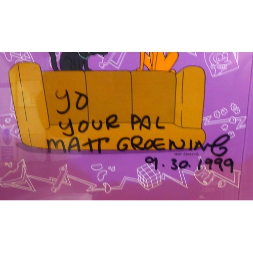 108 - MATT GROENING autographed and dedicated Simpsons 3rd season DVD box set, 30th Sept 1999, 31 x88cm in... 