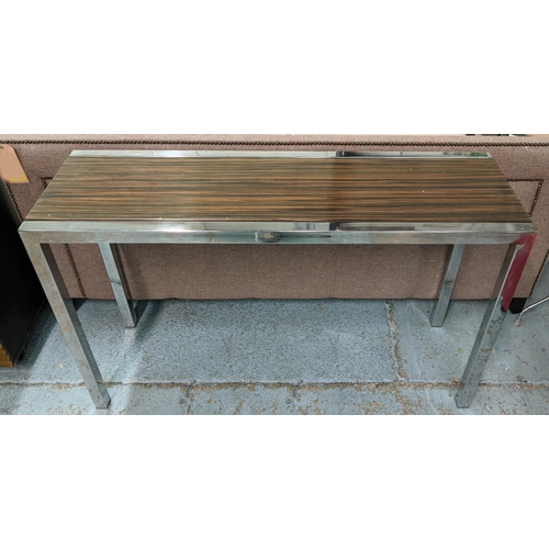 86 - CONSOLE TABLE, 125cm x 40cm x 76cm, Macassar top.