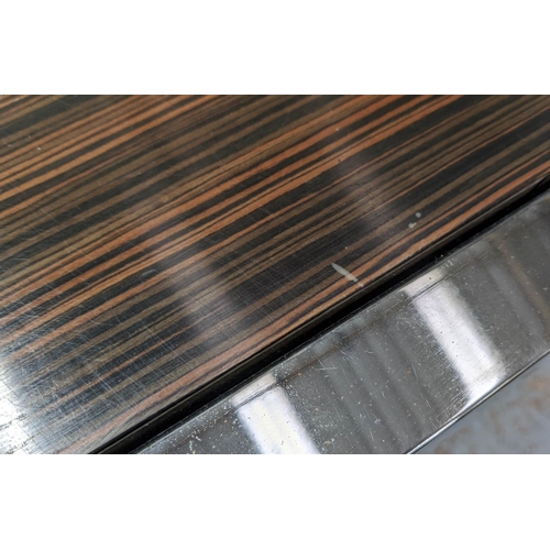 86 - CONSOLE TABLE, 125cm x 40cm x 76cm, Macassar top.