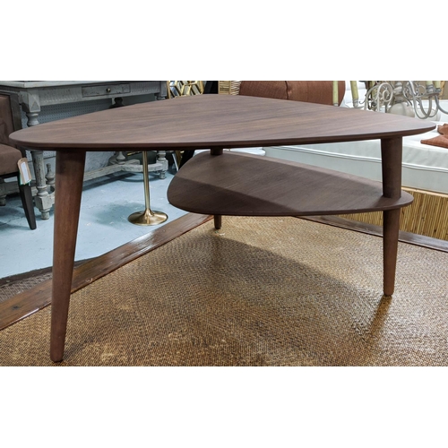 99 - SIDE TABLE, 70cm D x 84cm W x 46cm H, triangular with undertier.