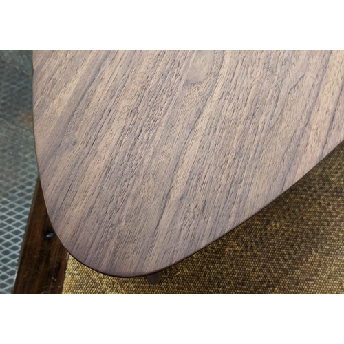 99 - SIDE TABLE, 70cm D x 84cm W x 46cm H, triangular with undertier.