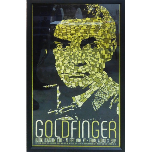 104 - TODD SLATER 'Goldfinger', Rolling Roadshow Tour at Fort Knox poster, 102cm x 51cm glazed and framed.