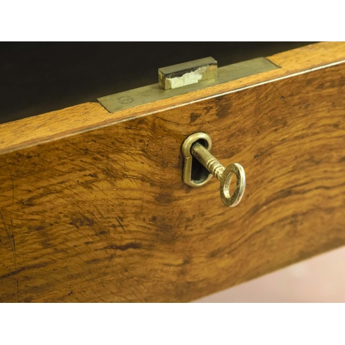 490 - WRITING TABLE, 79cm H x 152cm W x 91cm D, early 20th century oak and pollard oak, with green leather... 