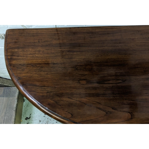 488 - DEMI LUNE CONSOLE TABLE, 105cm x 75cm H x 45cm, hardwood with a short drawer below on fluted tapered... 