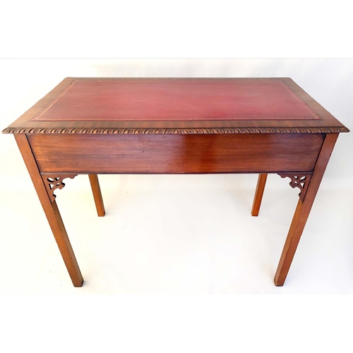 482 - WRITING TABLE, 77cm H x 98cm x 54cm, late 19th/early 20th century mahogany, with red leather top abo... 