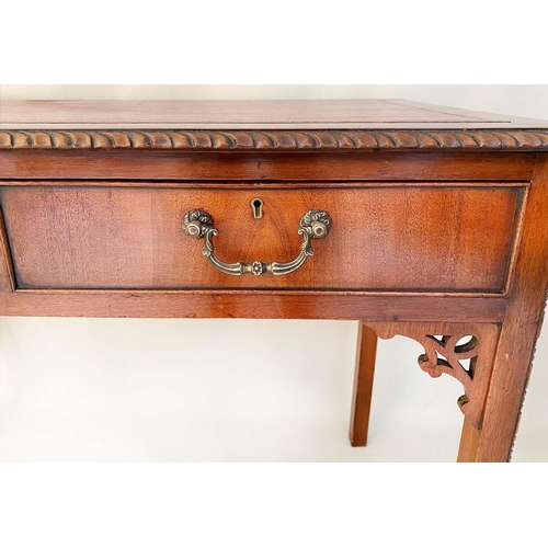 482 - WRITING TABLE, 77cm H x 98cm x 54cm, late 19th/early 20th century mahogany, with red leather top abo... 