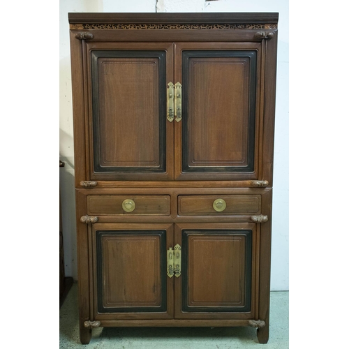 481 - NINGBO CABINET, 180cm H x 106cm x 56cm, 19th century Chinese hardwood with four doors, two interior ... 