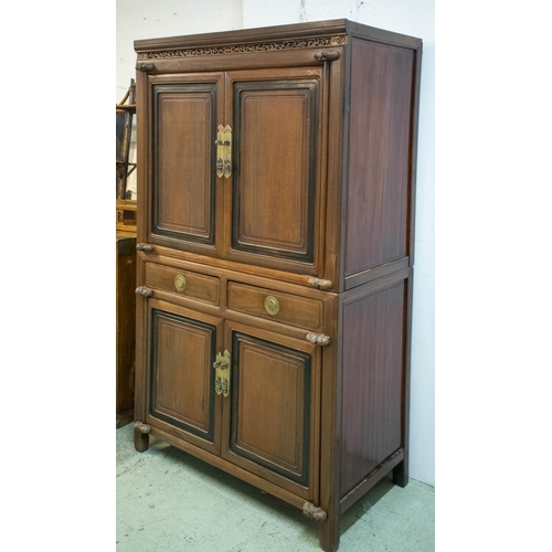 481 - NINGBO CABINET, 180cm H x 106cm x 56cm, 19th century Chinese hardwood with four doors, two interior ... 