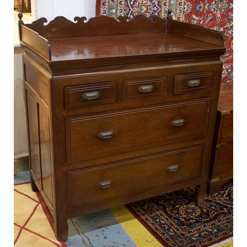 477 - NINGBO CHEST, 104cm H x 92cm W x 53cm D, 19th century Chinese hardwood, with detachable gallery abov... 