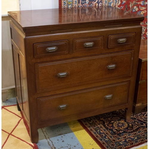 477 - NINGBO CHEST, 104cm H x 92cm W x 53cm D, 19th century Chinese hardwood, with detachable gallery abov... 