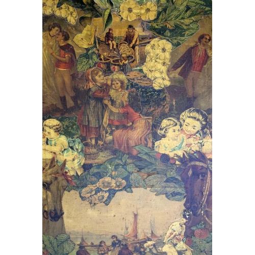 473 - SCREEN, each leaf 156cm H x 42cm Victorian decoupage, walnut framed with gilt slips of six panels de... 