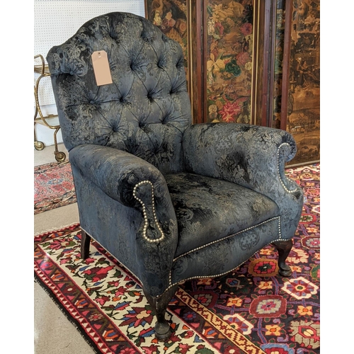 469 - ARMCHAIR, 107cm H, early 20th century, in patterned velvet.