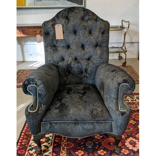 469 - ARMCHAIR, 107cm H, early 20th century, in patterned velvet.