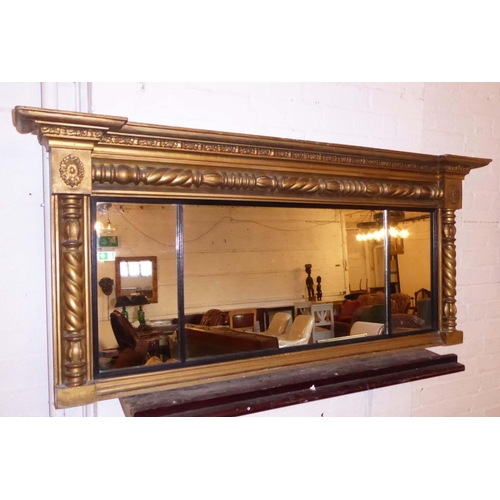 468 - OVERMANTEL, 140cm x 63cm H x 64cm, Regency giltwood with an ebonised inner slip.