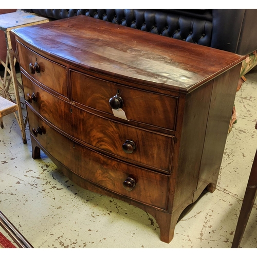 493 - BOWFRONT CHEST, 82cm H x 108cm x 60cm, George IV mahogany, of four drawers.