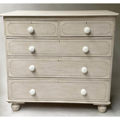 452 - CHEST, Victorian grey painted and black lined, with two short and three long drawers, 105cm W x 53cm... 