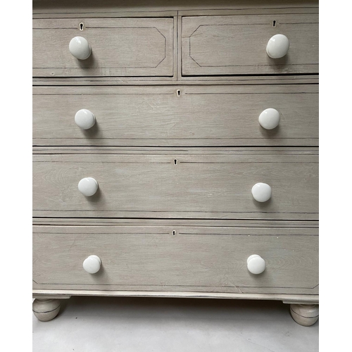 452 - CHEST, Victorian grey painted and black lined, with two short and three long drawers, 105cm W x 53cm... 