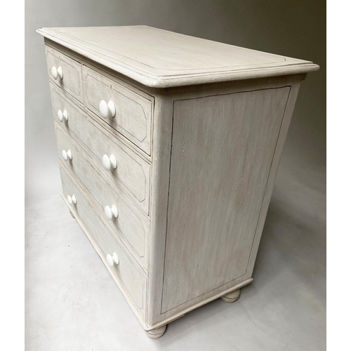 452 - CHEST, Victorian grey painted and black lined, with two short and three long drawers, 105cm W x 53cm... 