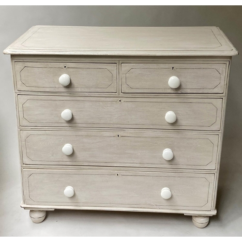 452 - CHEST, Victorian grey painted and black lined, with two short and three long drawers, 105cm W x 53cm... 