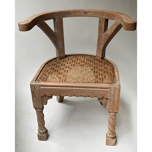 456 - ARMCHAIRS, a pair, 19th century Anglo colonial teak with arched backs and cane seats, 64cm W. (2)