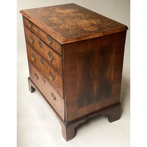 448 - CHEST, early 18th century English Queen Anne walnut, boxwood and ebony lined with two short and thre... 