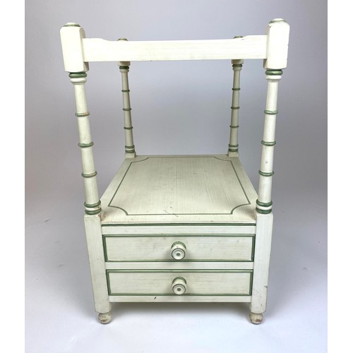 464 - LAMP TABLE, Regency style painted and line decorated with two drawers and faux bamboo supports. 65cm... 