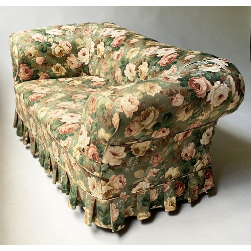 519 - CHESTERFIELD SOFA, 178cm W, Victorian, with floral print cotton loose covers and horsehair buttoned ... 