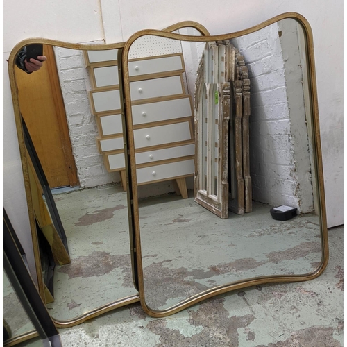 113 - WALL MIRRORS, a pair 1950s Italian style, gilt framed 53cm x 82cm (2)