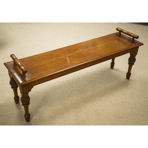 494 - HALL BENCH, 52cm H x 126cm x 34cm, Victorian and later oak.