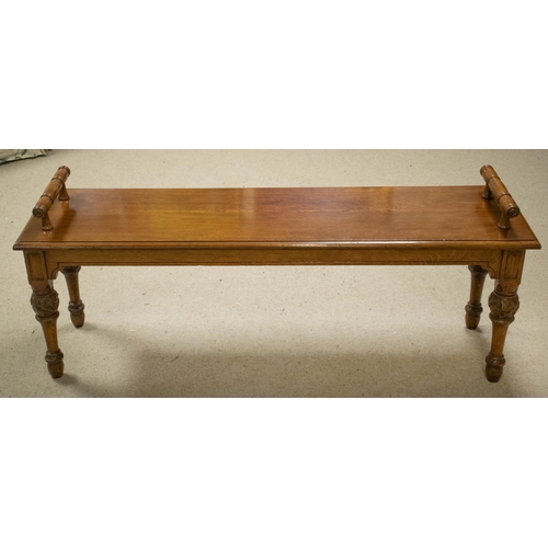 494 - HALL BENCH, 52cm H x 126cm x 34cm, Victorian and later oak.