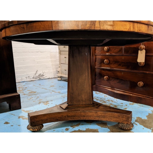 502 - BREAKFAST TABLE, 117cm W x 75cm H, late Regency rosewood with circular tilt top.