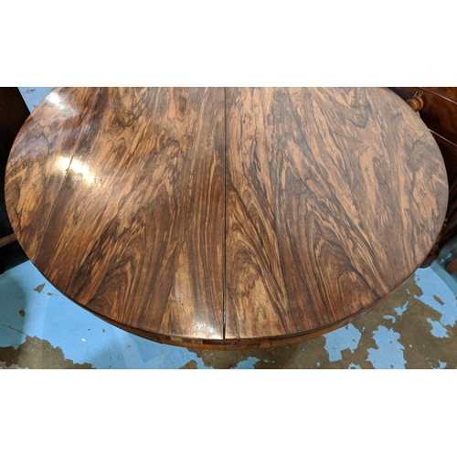 502 - BREAKFAST TABLE, 117cm W x 75cm H, late Regency rosewood with circular tilt top.