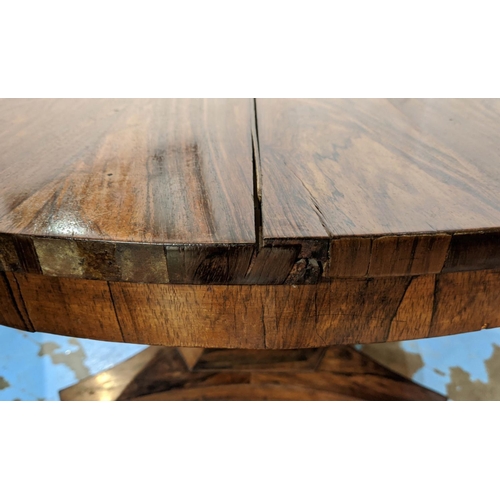 502 - BREAKFAST TABLE, 117cm W x 75cm H, late Regency rosewood with circular tilt top.