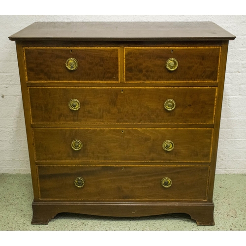 504 - MAPLE & CO LTD EDWARDIAN CHEST, 108cm W x 56cm D, mahogany and satinwood banded, circa 1905 with fiv... 