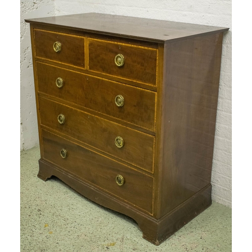 504 - MAPLE & CO LTD EDWARDIAN CHEST, 108cm W x 56cm D, mahogany and satinwood banded, circa 1905 with fiv... 