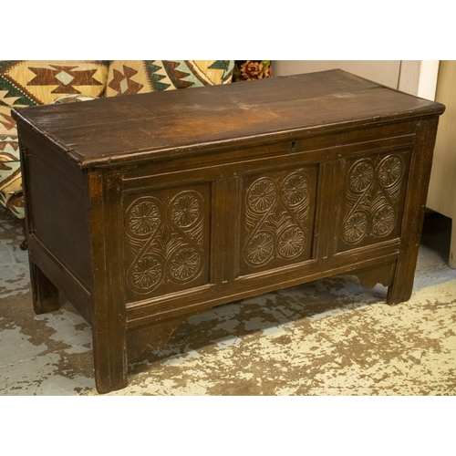 506 - COFFER, 71cm H x 124cm W x 56cm D, Charles II oak, circa 1680