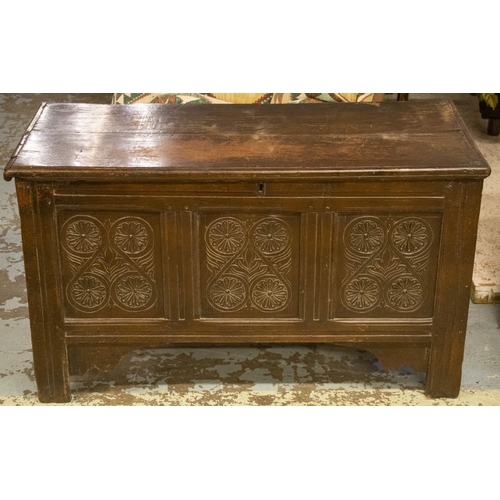 506 - COFFER, 71cm H x 124cm W x 56cm D, Charles II oak, circa 1680